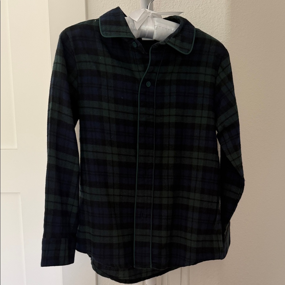 Edgehill Collection Navy & Forest Green Plaid Button-Front Shirt